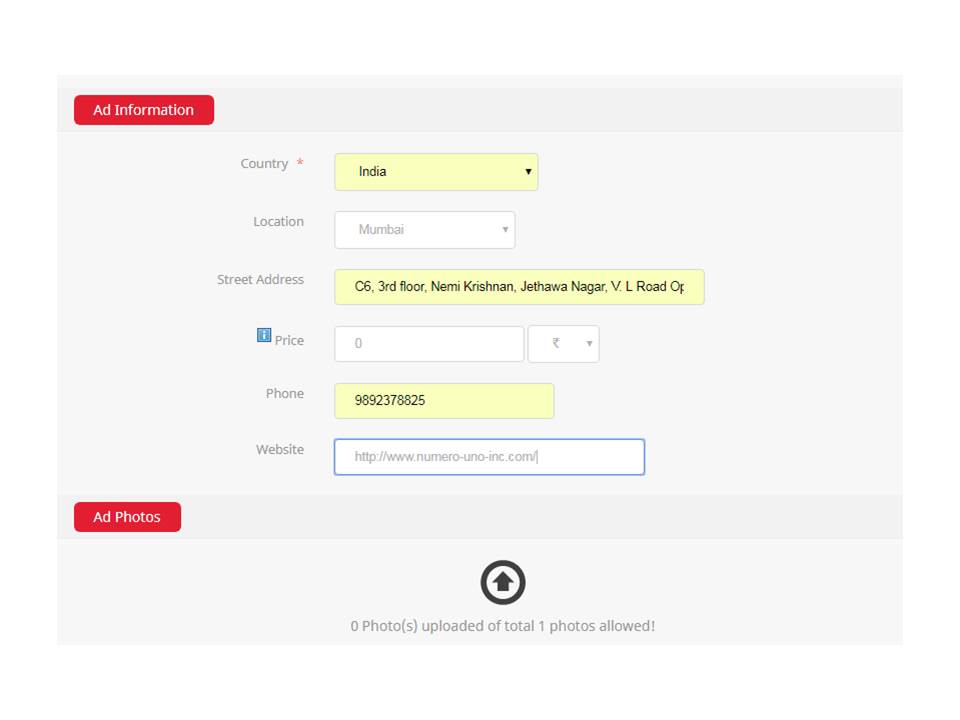 fill up classified contact details