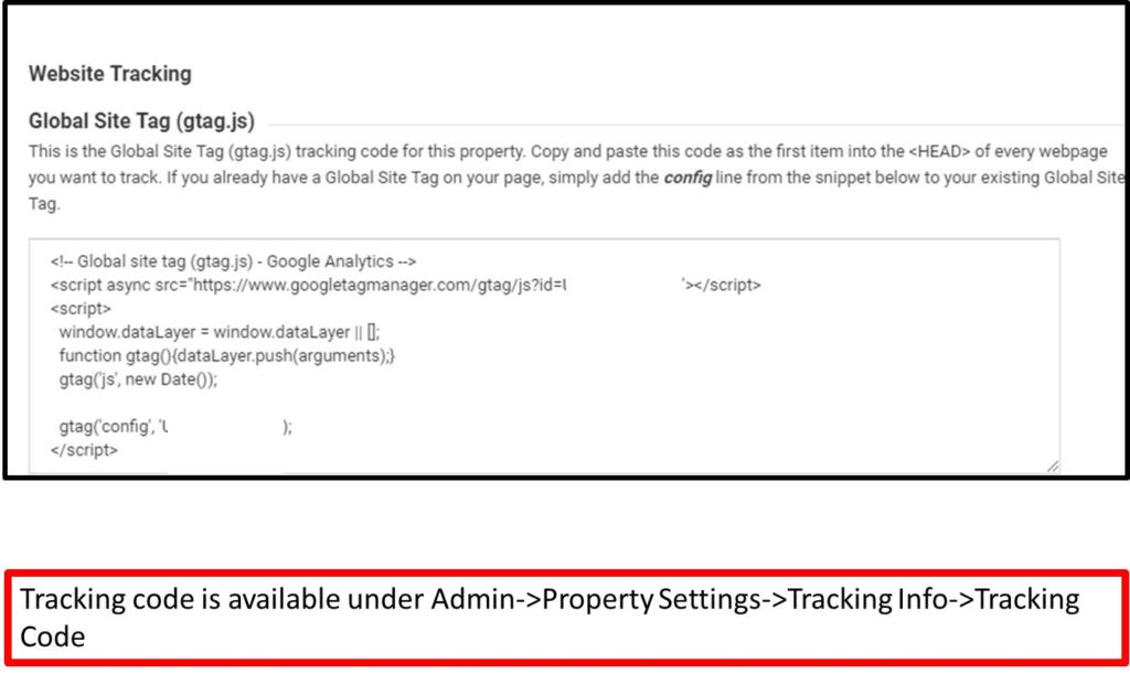 Google analytics tracking step 4: Get the tracking code